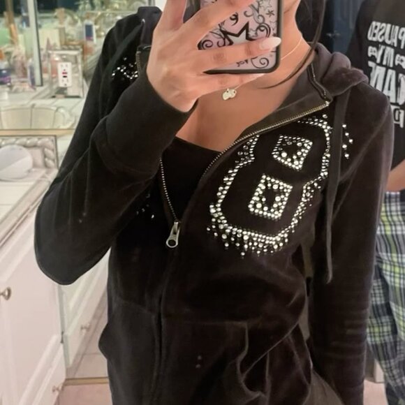 Aero Y2K Rhinestone Hoodie Black Medium 2012 - Picture 2 of 10